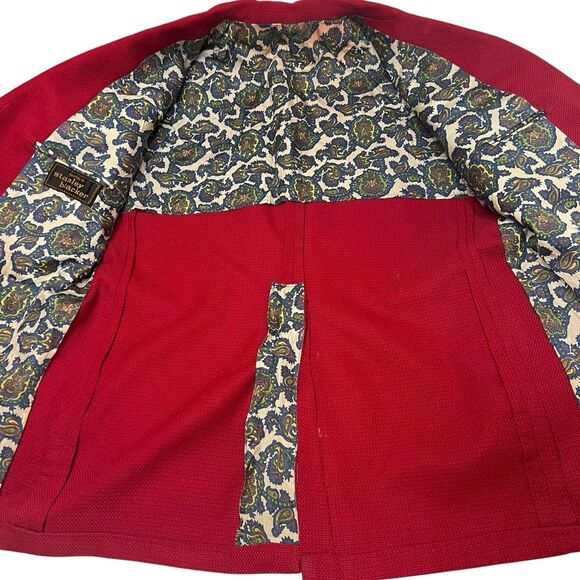 Stanley Blacker Vintage Red Blazer 40R Oversized Textured Gold Buttons USA - Picture 13 of 16
